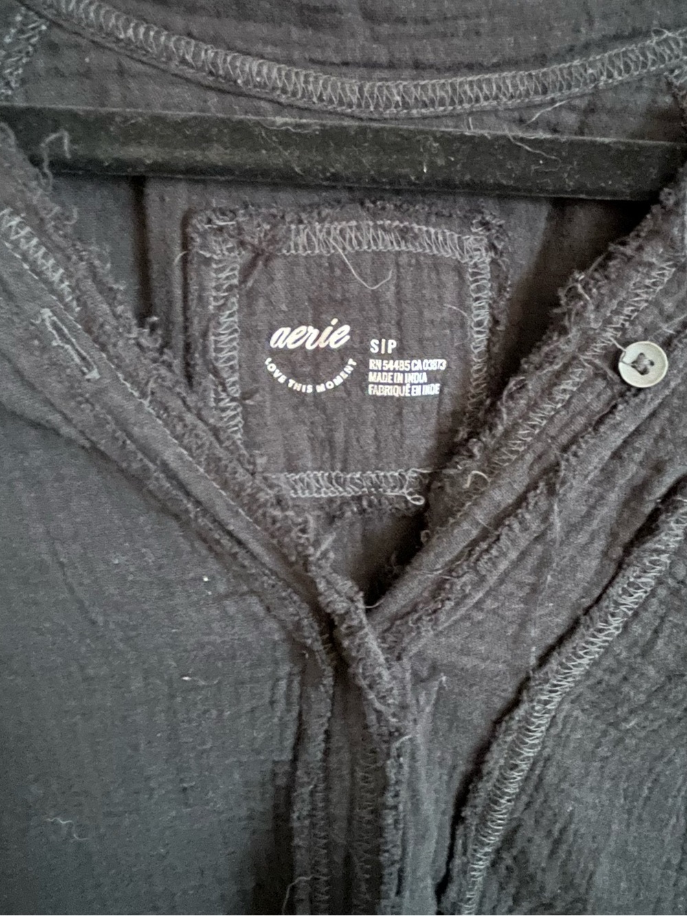 Aerie Black Gauze Button Down Shirt Coverup size Small - Picture 6 of 7